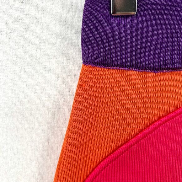 PAOLA BERNARDI Renata Mini Skirt Womens Pink Purple Colorblock Stretch Knit NEW - Picture 16 of 16